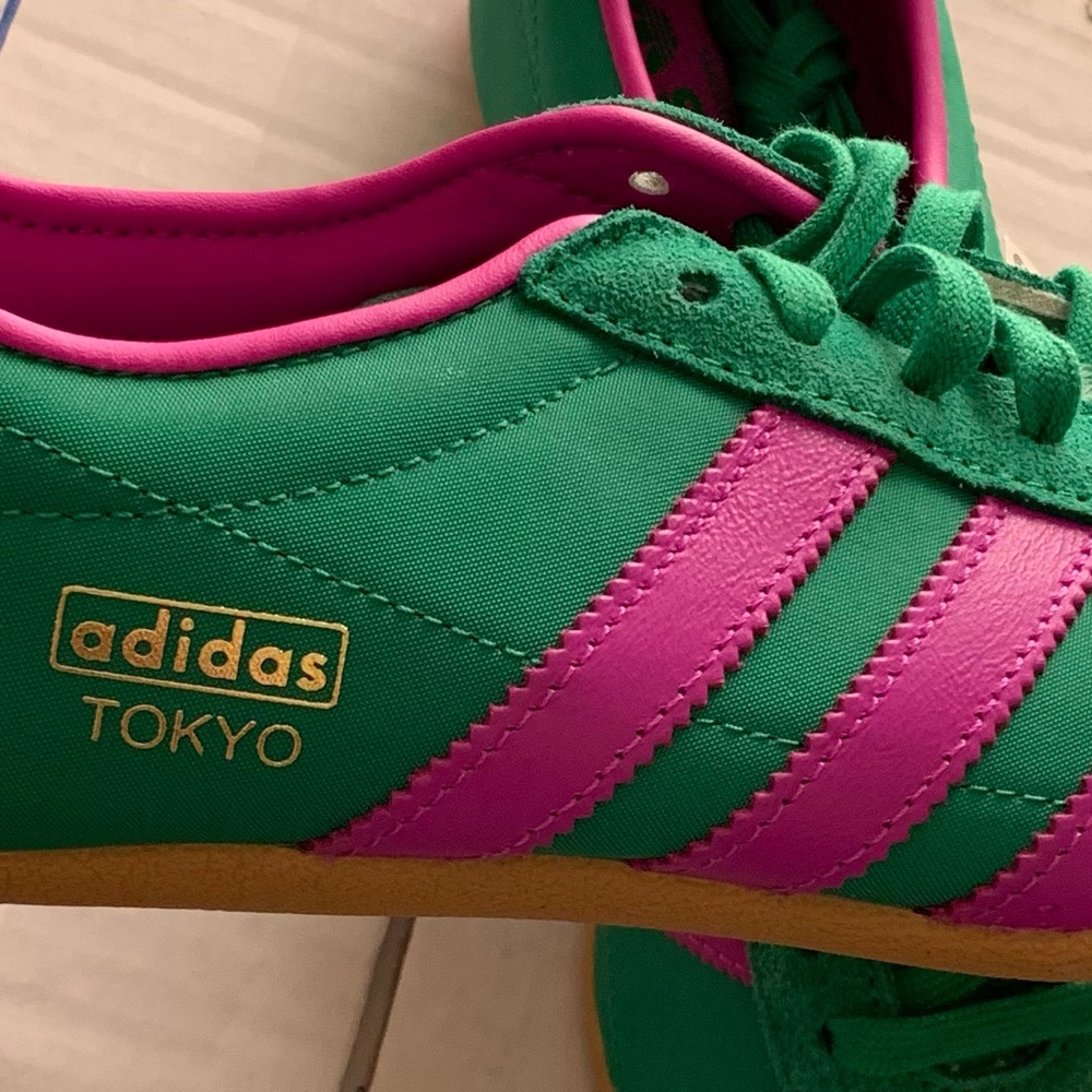 Adidas Women's Green and Pink Tokyo Sneakers - Picture 2 of 5